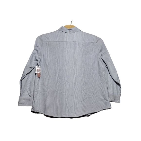 Bit & Bridle NWT Women's Long Sleeve Button Down Blue Striped Cotton 2X Shirt - Picture 3 of 6
